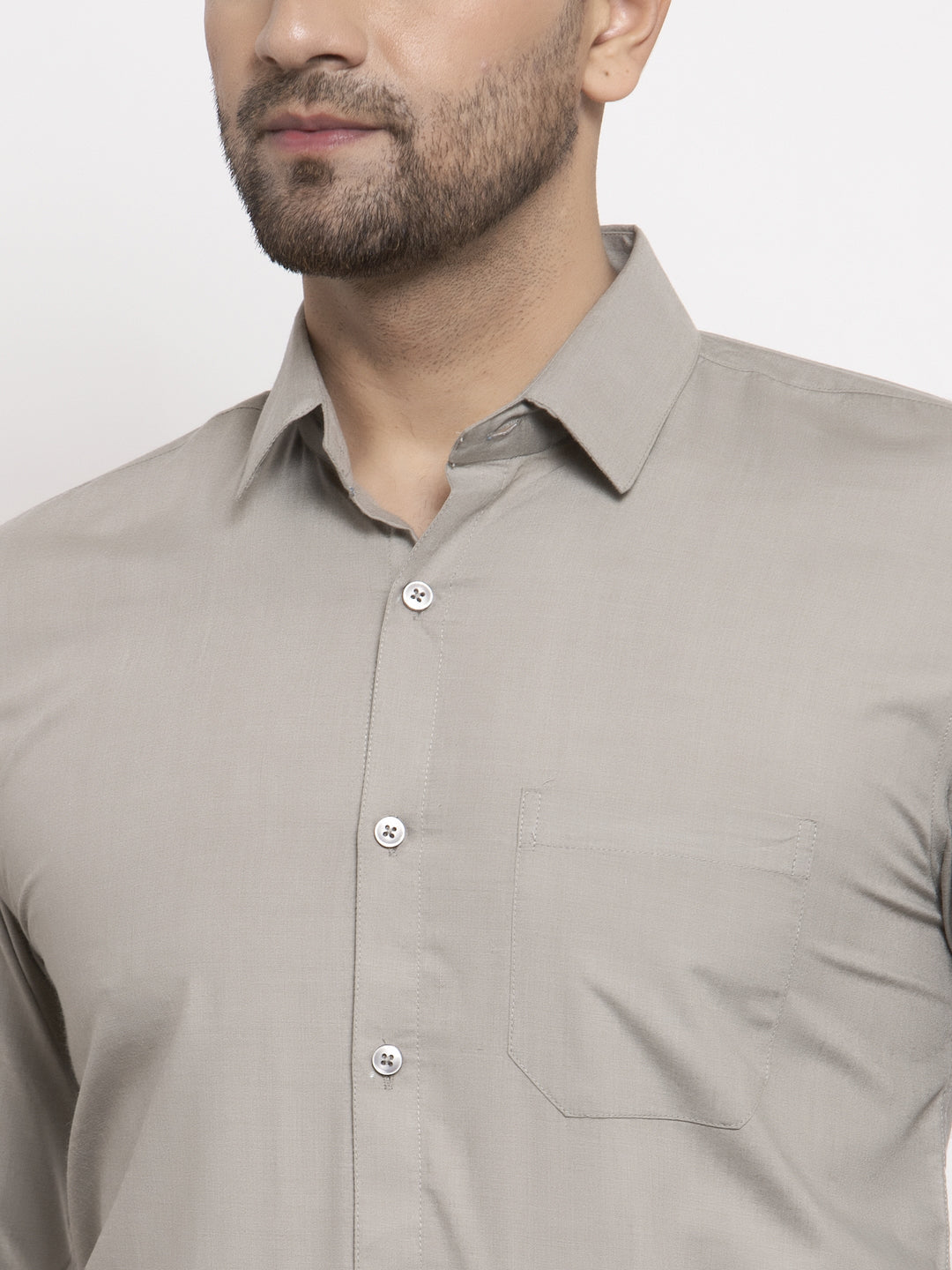 Jainish Men's Cotton Solid Steel Grey Formal Shirt's ( SF 361Steel-Grey ) | Grocsy