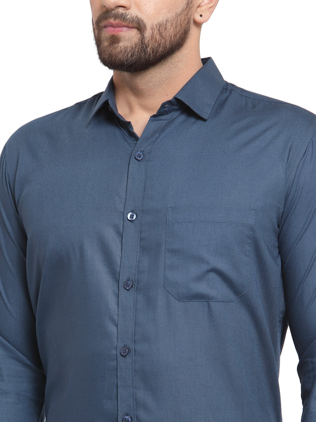 Jainish Men's Cotton Solid Teal Blue Formal Shirt's ( SF 361Teal ) | Grocsy