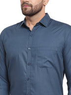Jainish Men's Cotton Solid Teal Blue Formal Shirt's ( SF 361Teal ) | Grocsy