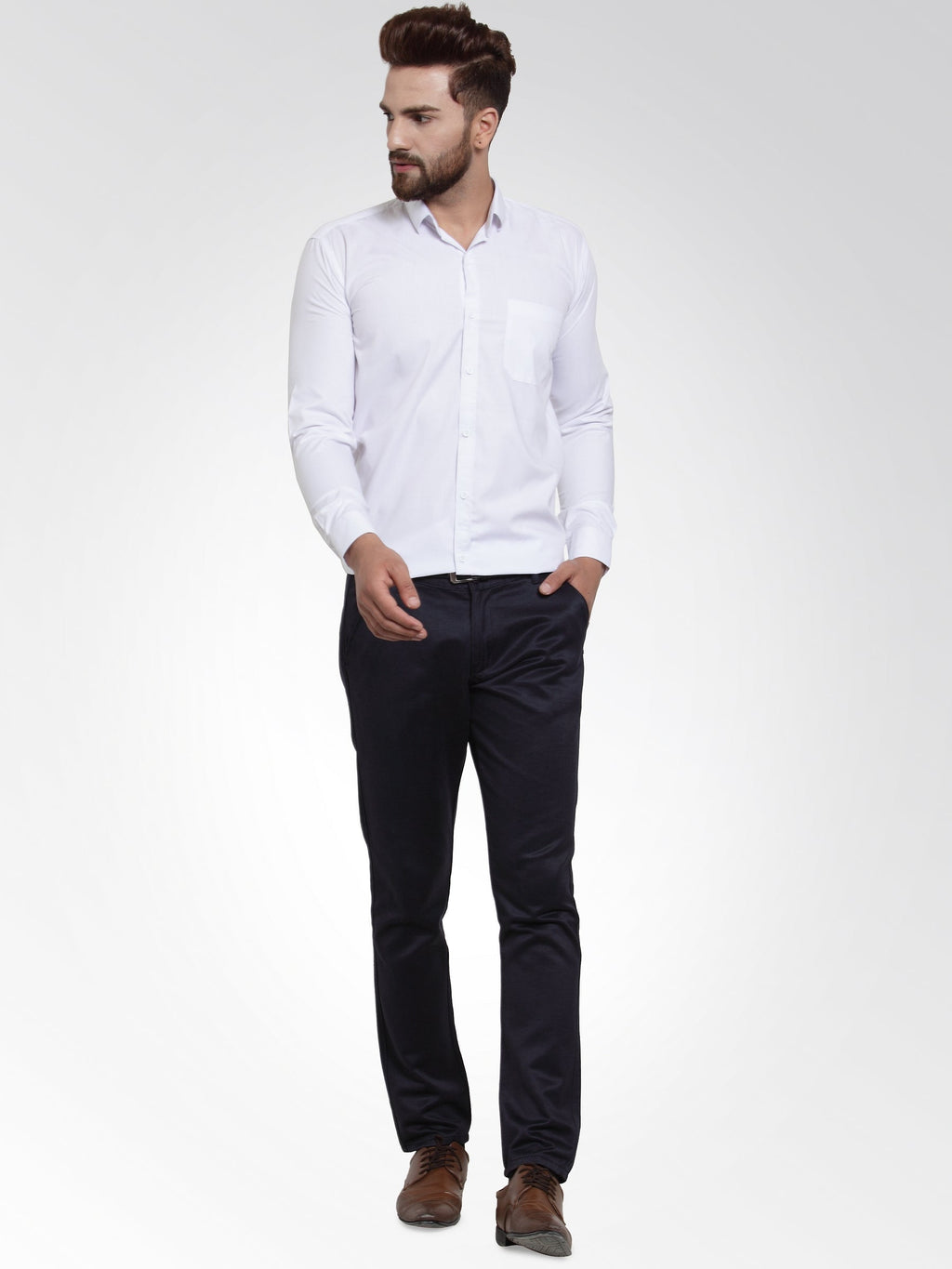 Jainish Men's Cotton Solid White Formal Shirt's ( SF 361White ) | Grocsy