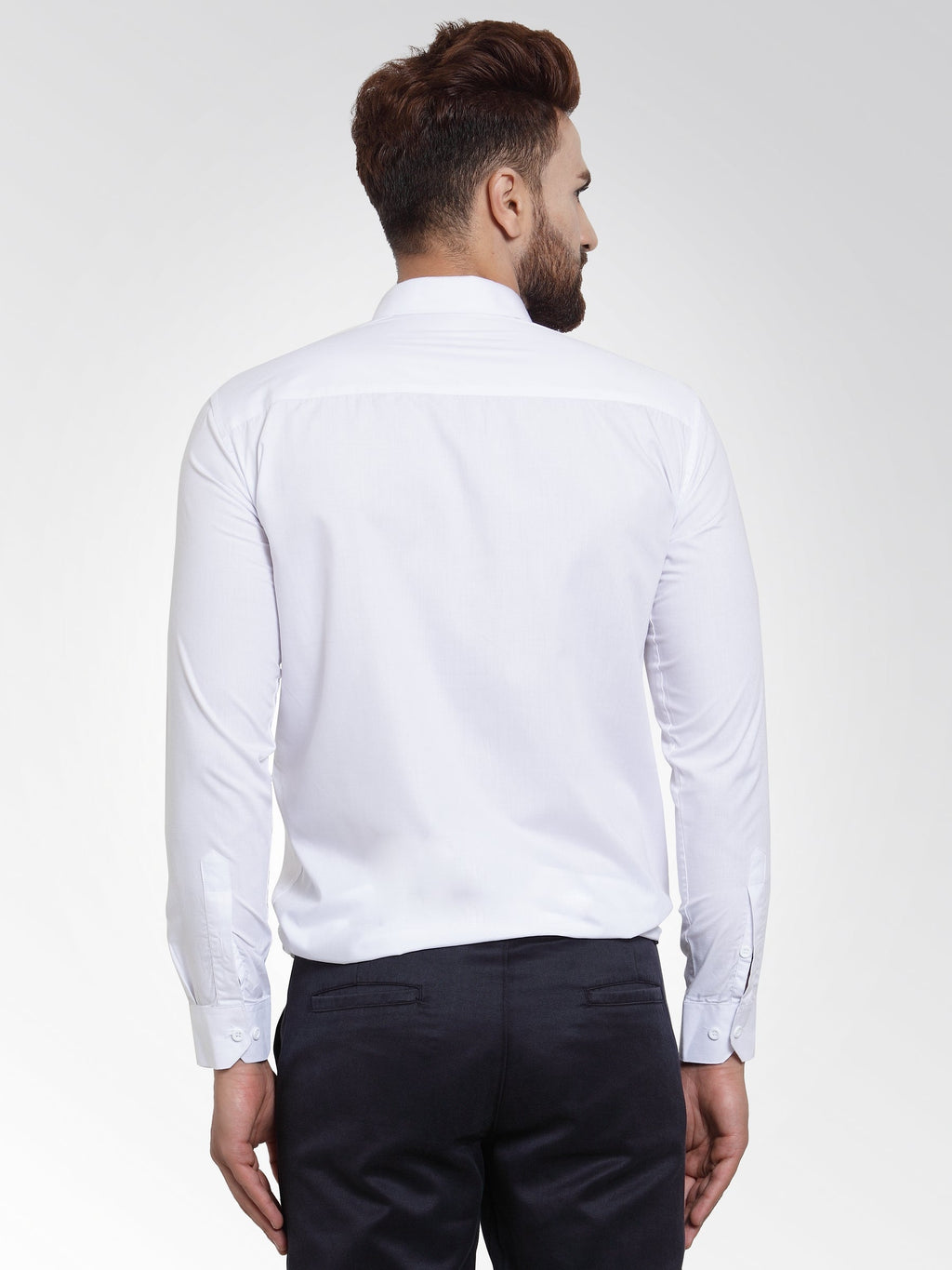 Jainish Men's Cotton Solid White Formal Shirt's ( SF 361White ) | Grocsy
