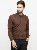 Jainish Coffee Formal Shirt with black detailing ( SF 411Coffee ) | Grocsy