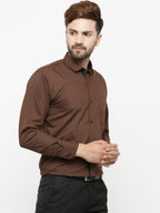 Jainish Coffee Formal Shirt with black detailing ( SF 411Coffee ) | Grocsy