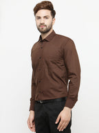 Jainish Coffee Formal Shirt with black detailing ( SF 411Coffee ) | Grocsy