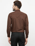 Jainish Coffee Formal Shirt with black detailing ( SF 411Coffee ) | Grocsy