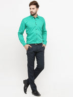 Jainish Green Formal Shirt with black detailing ( SF 411Green ) | Grocsy