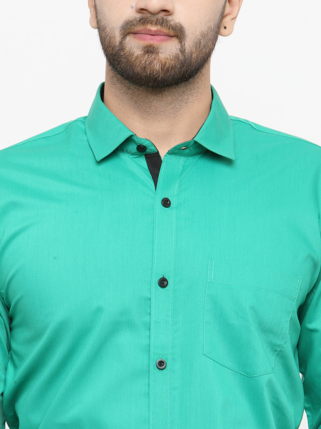 Jainish Green Formal Shirt with black detailing ( SF 411Green ) | Grocsy