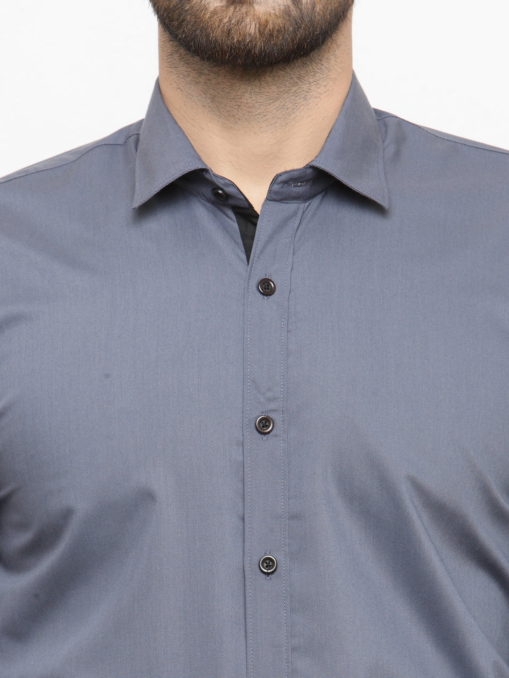 Jainish Grey Formal Shirt with black detailing ( SF 411Grey ) | Grocsy