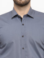 Jainish Grey Formal Shirt with black detailing ( SF 411Grey ) | Grocsy