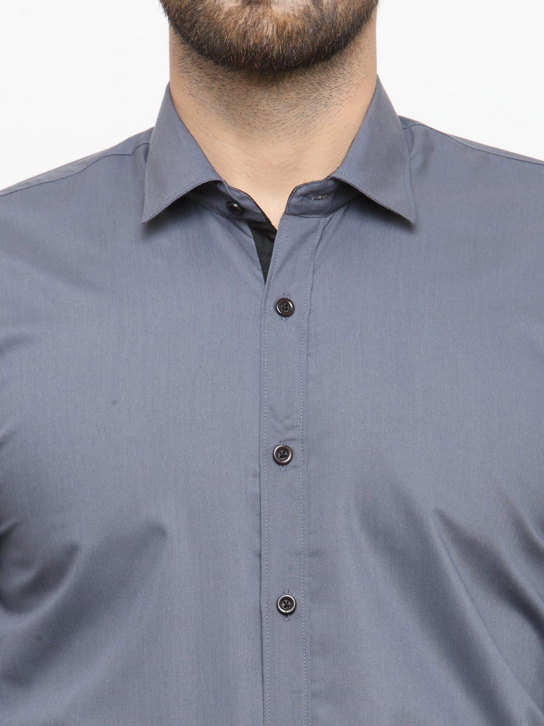 Jainish Grey Formal Shirt with black detailing ( SF 411Grey ) | Grocsy
