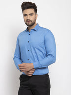 Jainish Light Blue Formal Shirt with black detailing ( SF 411Light-Blue ) | Grocsy