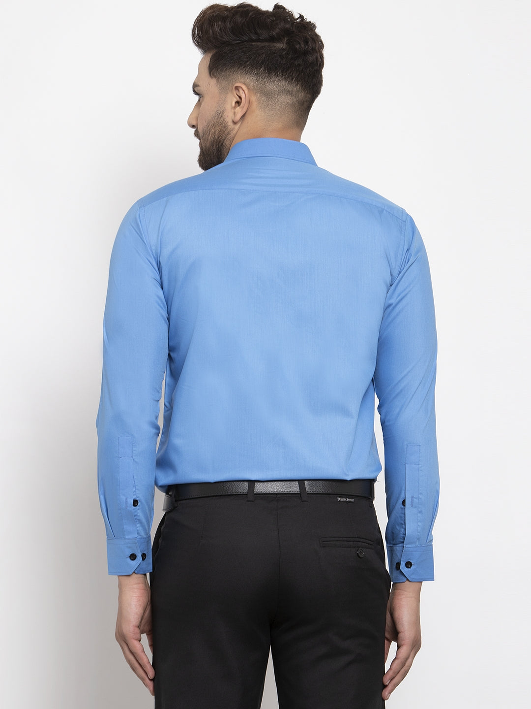 Jainish Light Blue Formal Shirt with black detailing ( SF 411Light-Blue ) | Grocsy