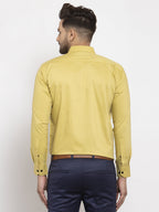 Jainish Lime Yellow Formal Shirt with black detailing | Grocsy