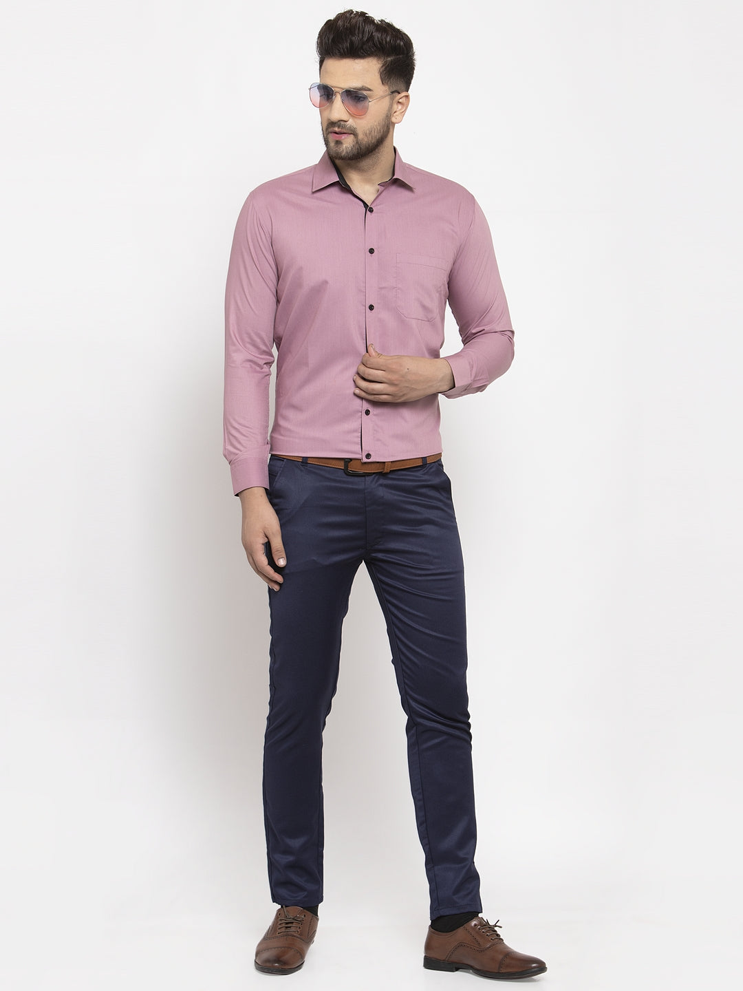 Jainish Magenta Formal Shirt with black detailing ( SF 411Magenta ) | Grocsy