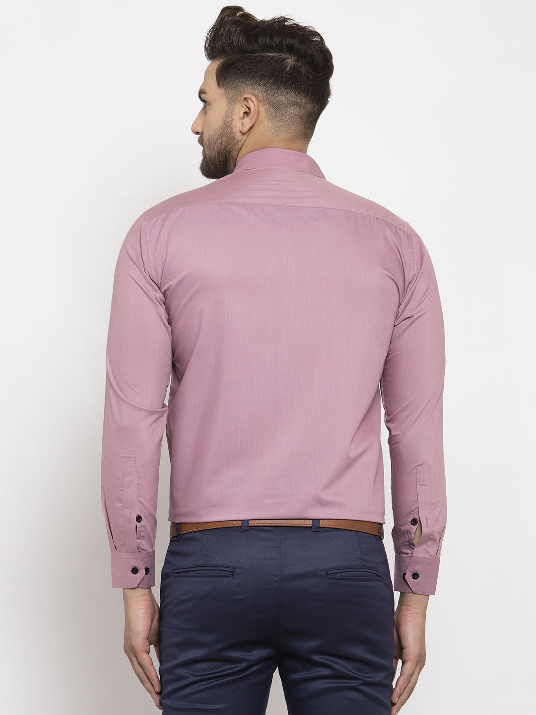 Jainish Magenta Formal Shirt with black detailing ( SF 411Magenta ) | Grocsy
