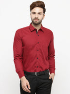 Jainish Maroon Formal Shirt with black detailing ( SF 411Red ) | Grocsy