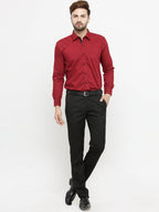 Jainish Maroon Formal Shirt with black detailing ( SF 411Red ) | Grocsy