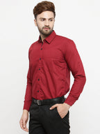 Jainish Maroon Formal Shirt with black detailing ( SF 411Red ) | Grocsy