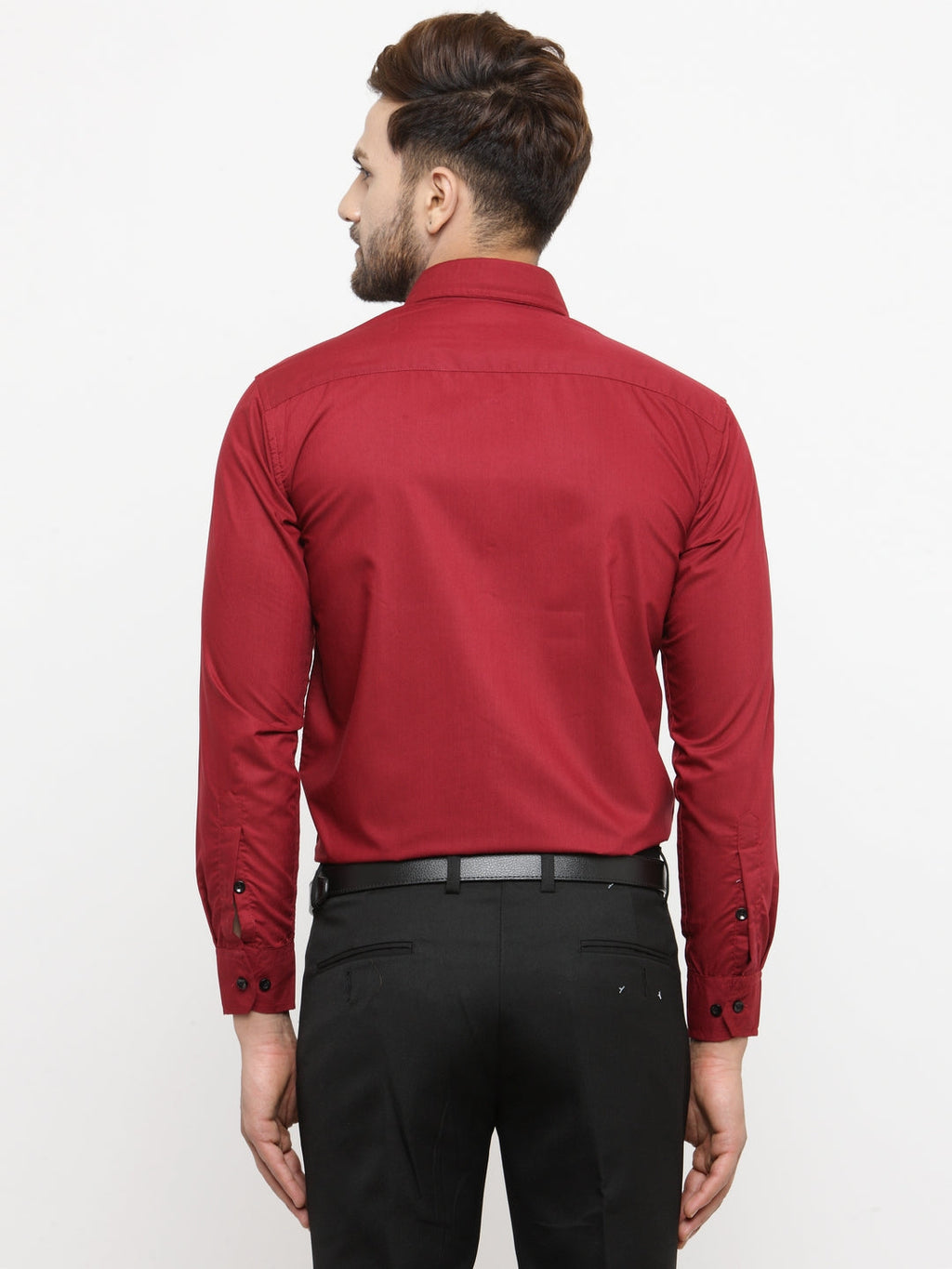 Jainish Maroon Formal Shirt with black detailing ( SF 411Red ) | Grocsy