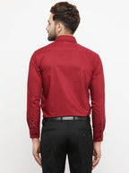 Jainish Maroon Formal Shirt with black detailing ( SF 411Red ) | Grocsy