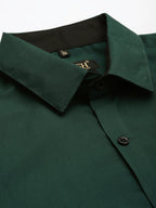 Jainish Olive Green Formal Shirt with black detailing ( SF 411Olive ) | Grocsy