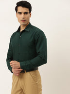 Jainish Olive Green Formal Shirt with black detailing ( SF 411Olive ) | Grocsy
