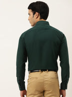 Jainish Olive Green Formal Shirt with black detailing ( SF 411Olive ) | Grocsy