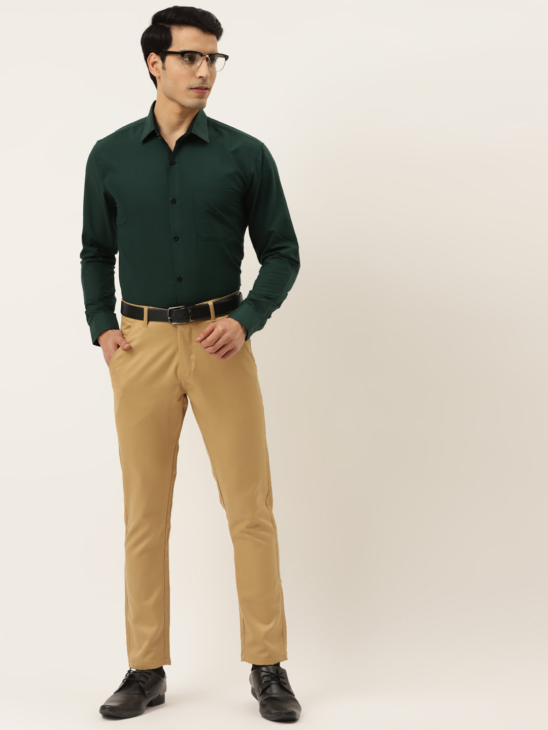 Jainish Olive Green Formal Shirt with black detailing ( SF 411Olive ) | Grocsy