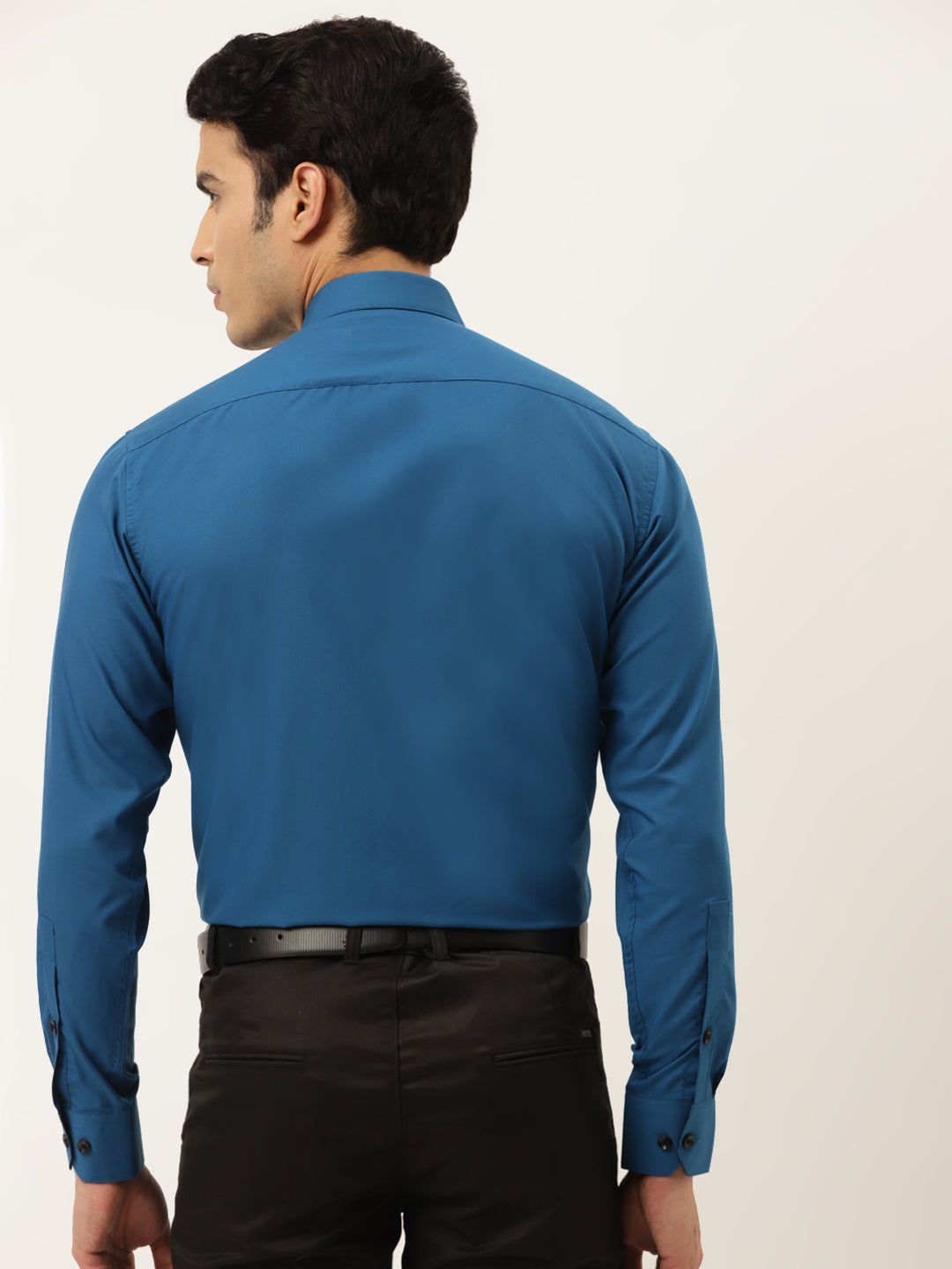 Jainish Pecock Green Formal Shirt with black detailing ( SF 411Peacock ) | Grocsy