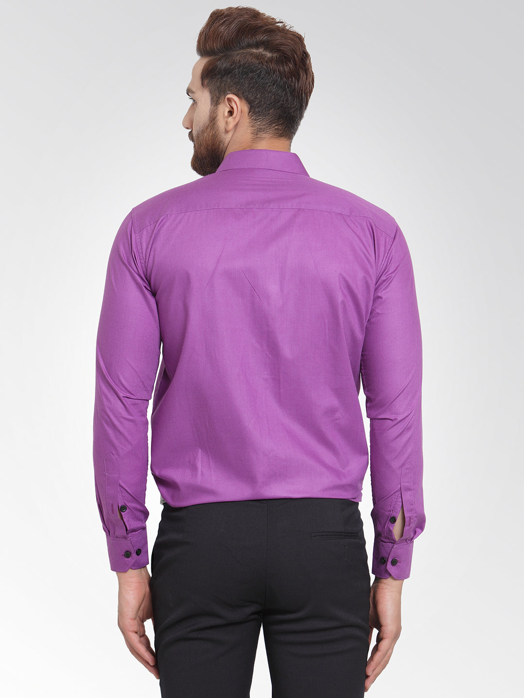 Jainish Purple Formal Shirt with black detailing ( SF 411Purple ) | Grocsy