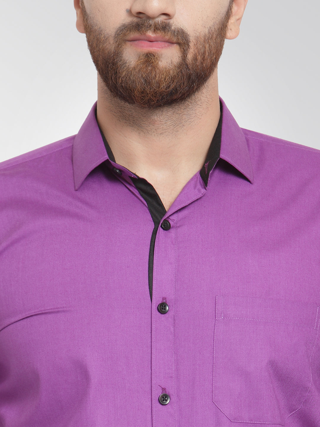 Jainish Purple Formal Shirt with black detailing ( SF 411Purple ) | Grocsy