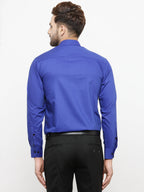 Jainish Royal Blue Formal Shirt with black detailing ( SF 411Royal-Blue ) | Grocsy