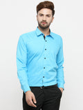 Jainish Sky Blue Formal Shirt with black detailing ( SF 411Sky ) | Grocsy