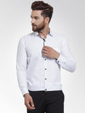 Jainish White Formal Shirt with black detailing ( SF 411White ) | Grocsy