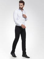 Jainish White Formal Shirt with black detailing ( SF 411White ) | Grocsy