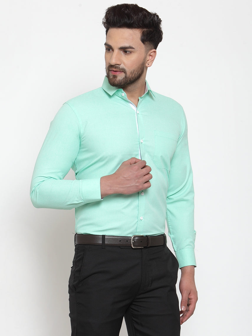 Jainish Green Formal Shirt with white detailing ( SF 419Green ) | Grocsy