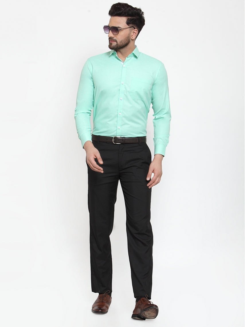 Jainish Green Formal Shirt with white detailing ( SF 419Green ) | Grocsy