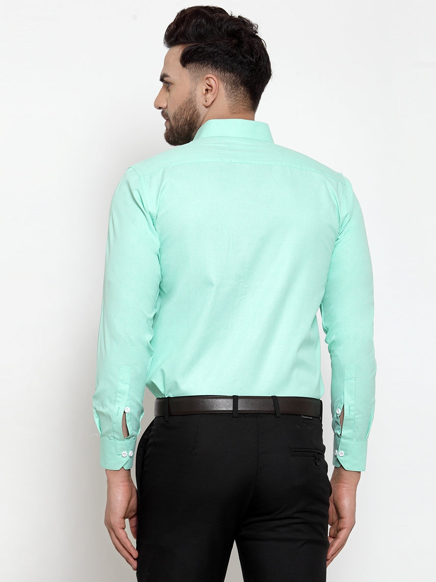 Jainish Green Formal Shirt with white detailing ( SF 419Green ) | Grocsy