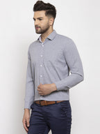 Jainish Grey Formal Shirt with white detailing ( SF 419Grey ) | Grocsy