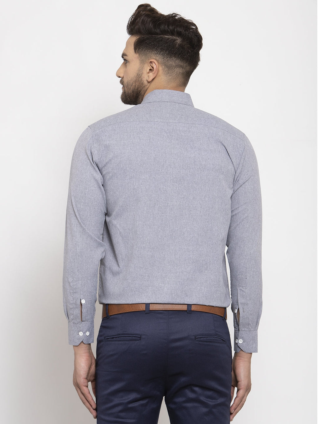 Jainish Grey Formal Shirt with white detailing ( SF 419Grey ) | Grocsy