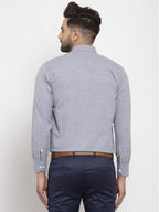 Jainish Grey Formal Shirt with white detailing ( SF 419Grey ) | Grocsy