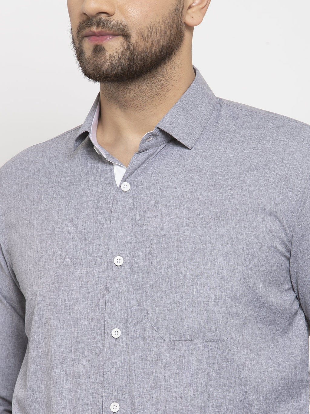 Jainish Grey Formal Shirt with white detailing ( SF 419Grey ) | Grocsy