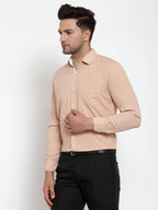 Jainish Light-Brown Formal Shirt with white detailing ( SF 419Light-Brown ) | Grocsy