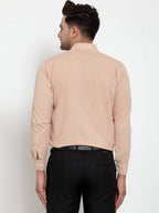 Jainish Light-Brown Formal Shirt with white detailing ( SF 419Light-Brown ) | Grocsy