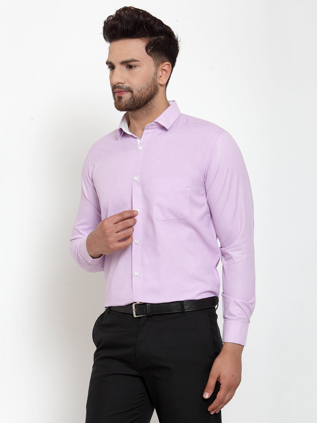 Jainish Light-Purple Formal Shirt with white detailing ( SF 419Light-Purple ) | Grocsy