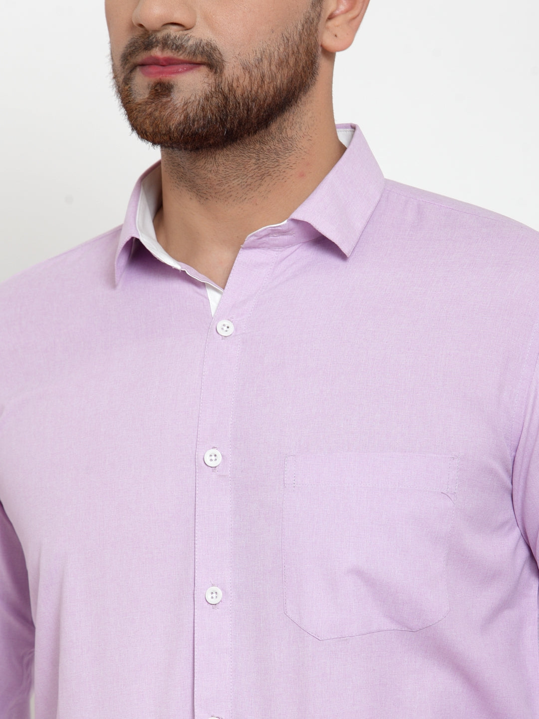 Jainish Light-Purple Formal Shirt with white detailing ( SF 419Light-Purple ) | Grocsy