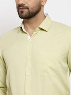 Jainish Lime Green Formal Shirt with white detailing ( SF 419Lime-Green ) | Grocsy