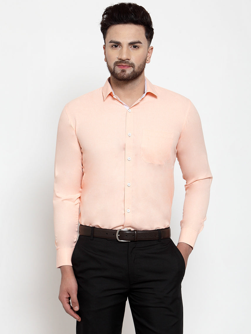 Jainish Orange Formal Shirt with white detailing ( SF 419Orange ) | Grocsy