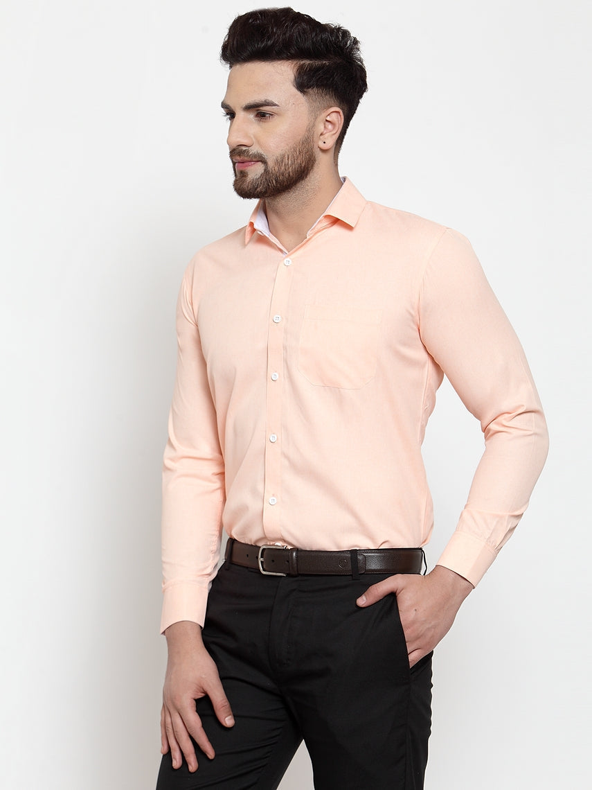 Jainish Orange Formal Shirt with white detailing ( SF 419Orange ) | Grocsy