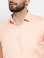 Jainish Orange Formal Shirt with white detailing ( SF 419Orange ) | Grocsy